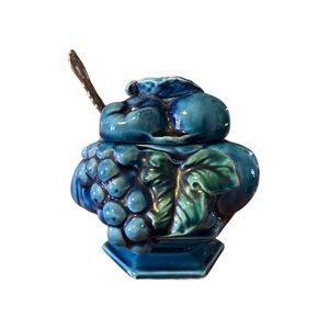 Vintage Ceramic Sugar Bowl & Spoon